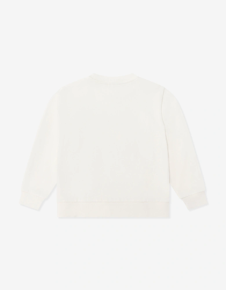 Emporio Armani Boys Train Logo Tape Sweatshirt in Ivory