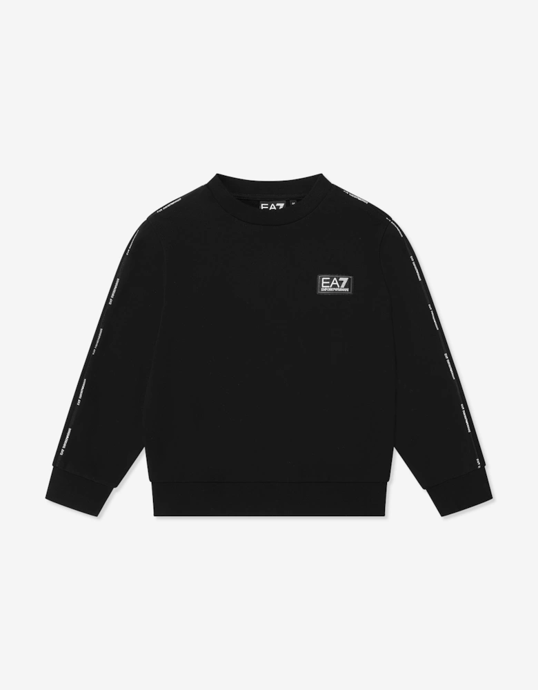 Emporio Armani Boys Train Logo Tape Sweatshirt in Black