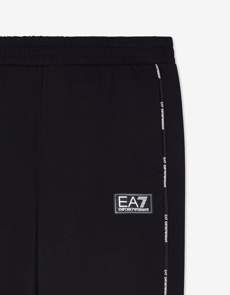 Emporio Armani Boys Train Logo Tape Joggers in Black