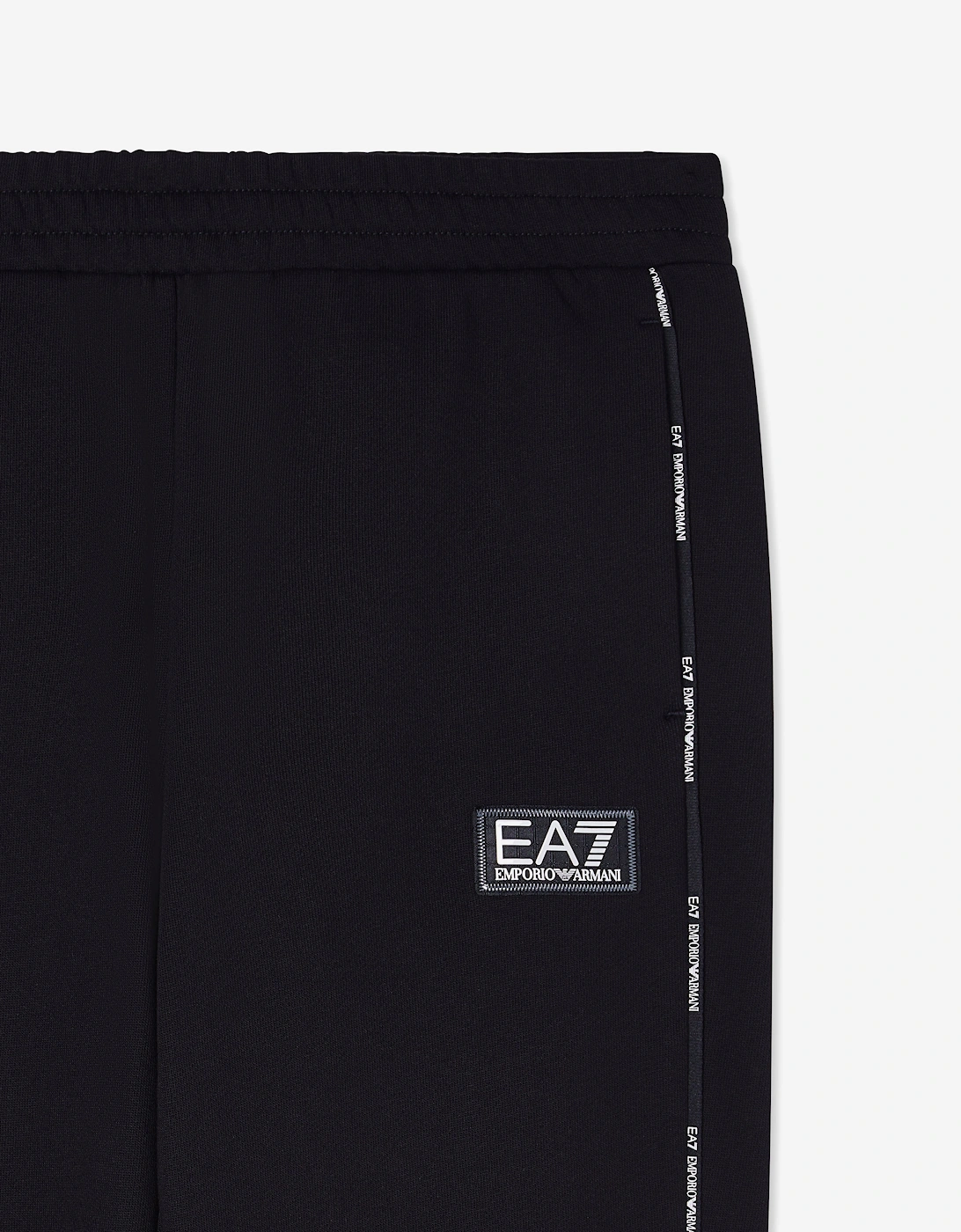 Emporio Armani Boys Train Logo Tape Joggers in Black