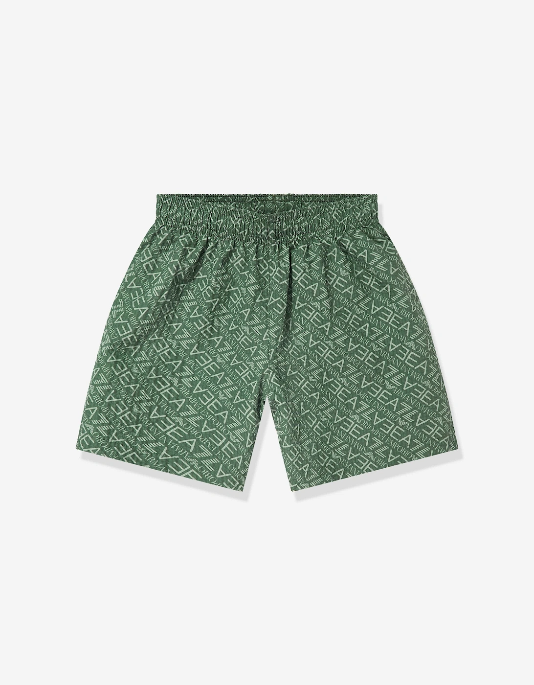 Emporio Armani Boys Monogram Logo Swim Shorts in Green, 5 of 4