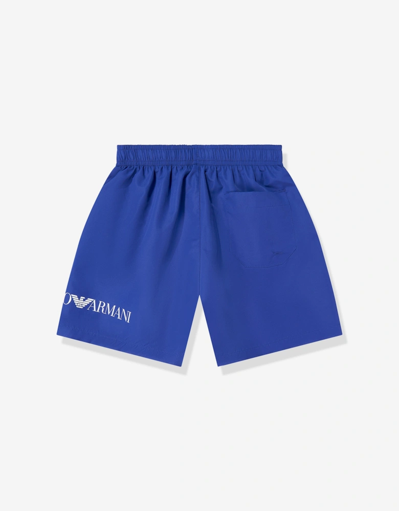 Emporio Armani Boys Extended Logo Swim Shorts in Blue