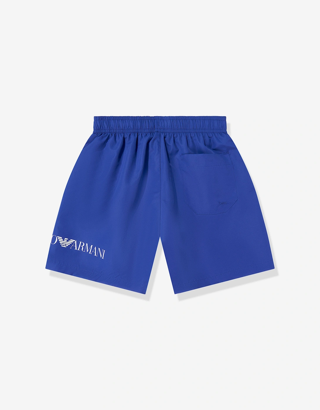 Emporio Armani Boys Extended Logo Swim Shorts in Blue
