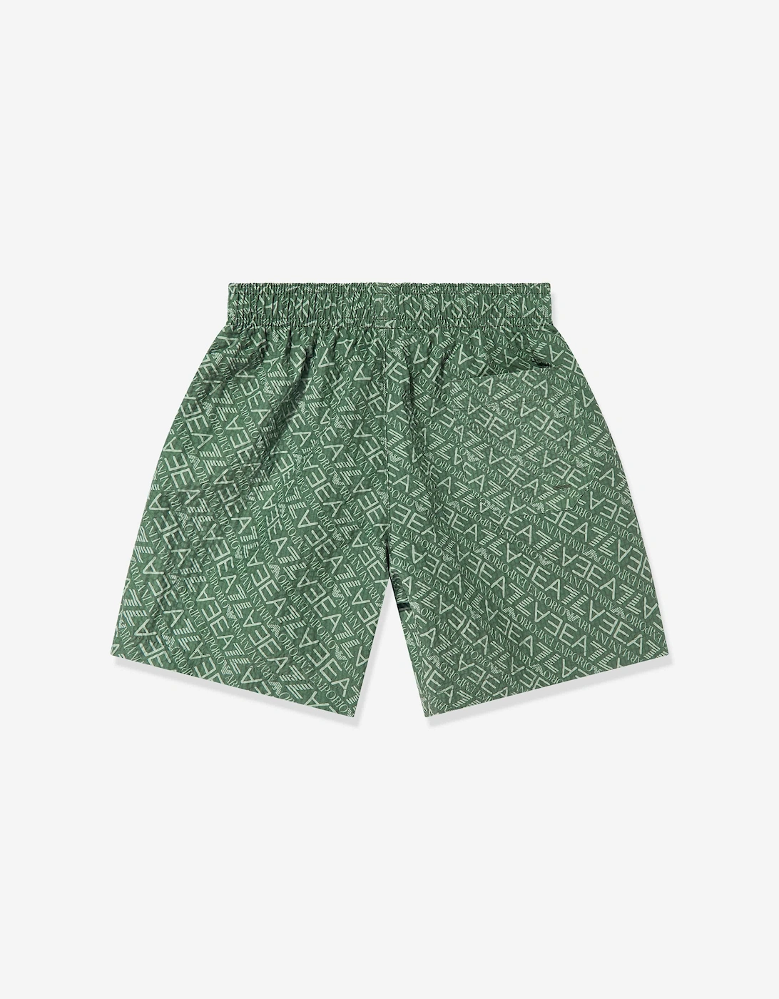 Emporio Armani Boys Monogram Logo Swim Shorts in Green