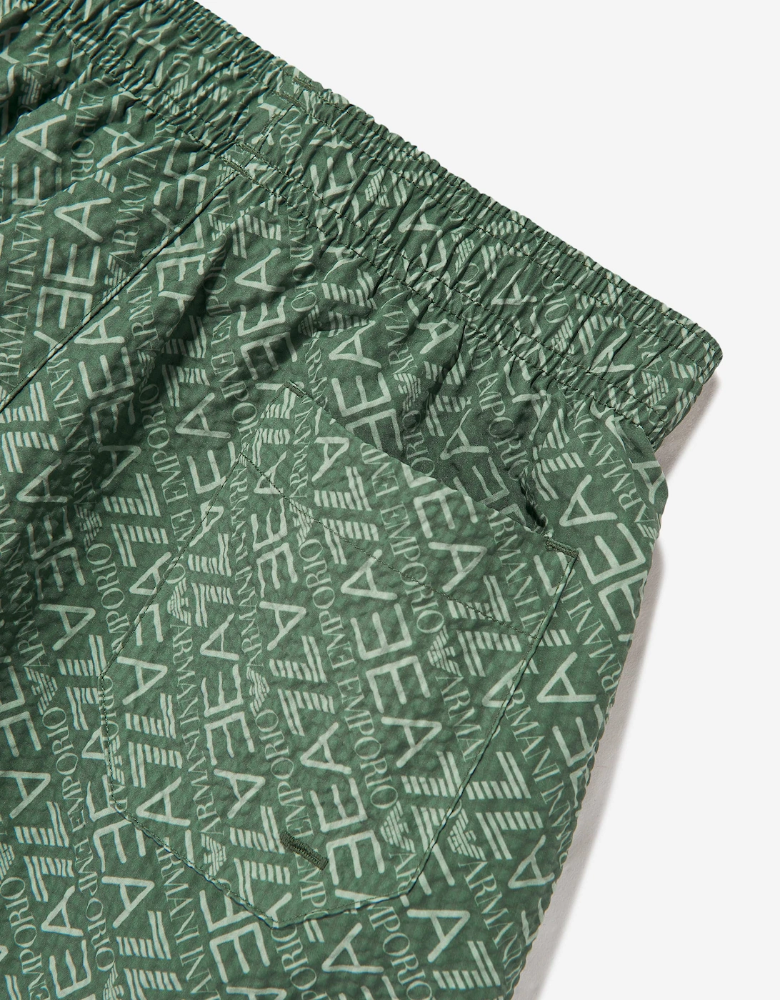 Emporio Armani Boys Monogram Logo Swim Shorts in Green