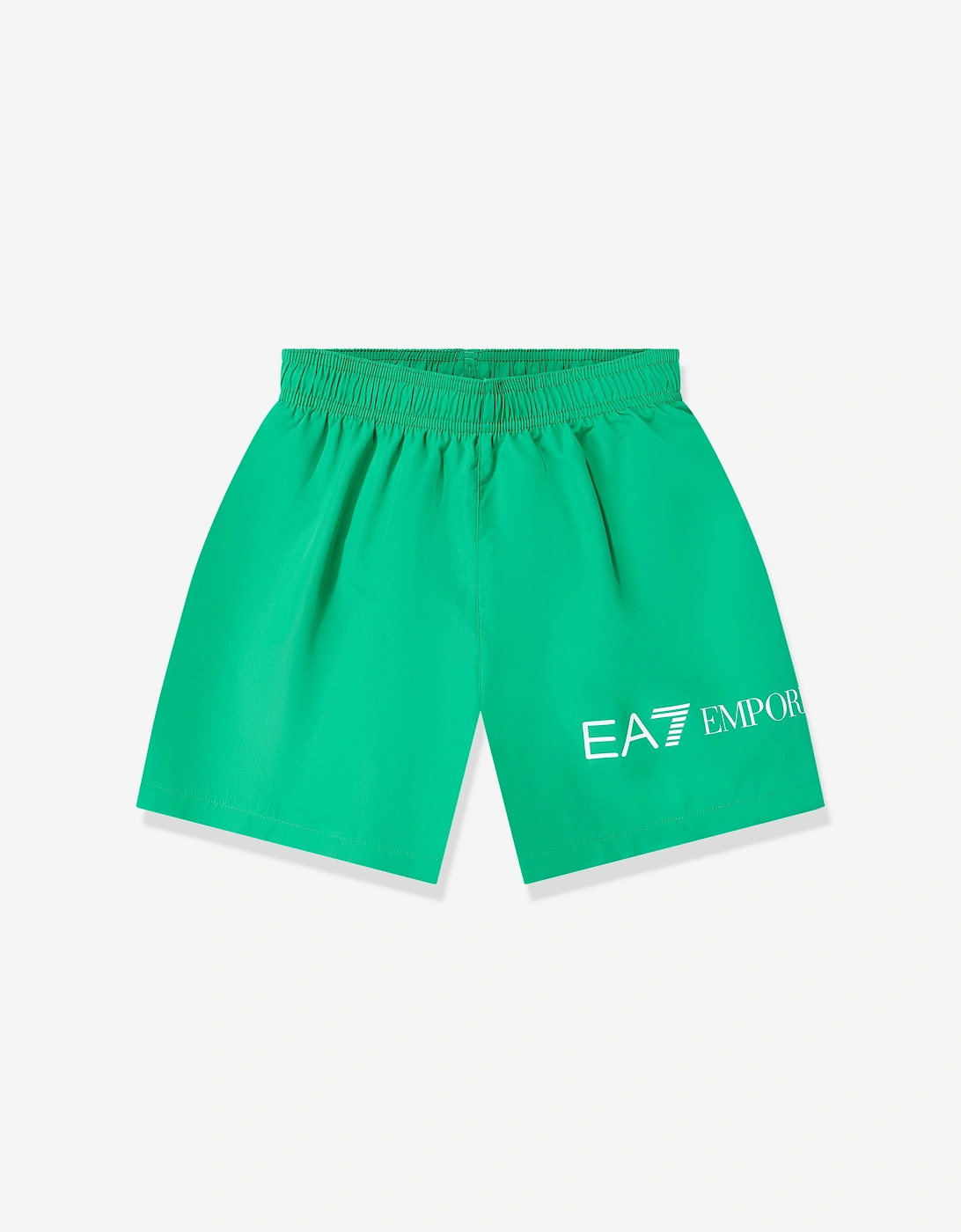 Emporio Armani Boys Extended Logo Swim Shorts in Green, 5 of 4