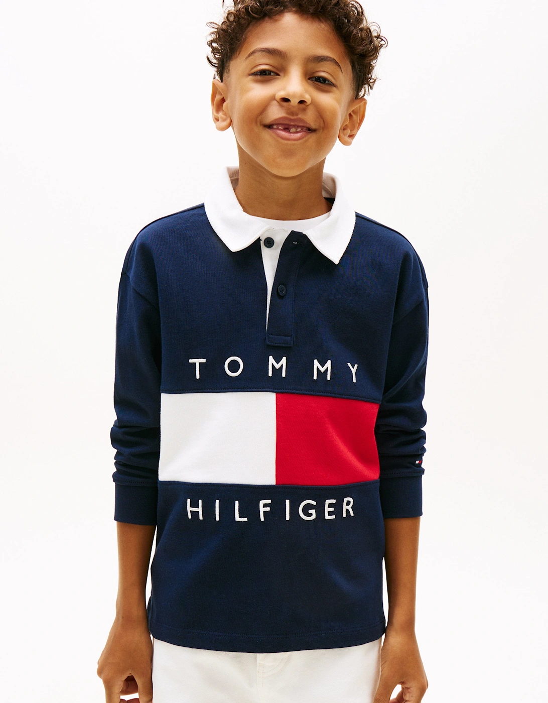Boys Heritage Flag Jersey Polo Shirt in Navy
