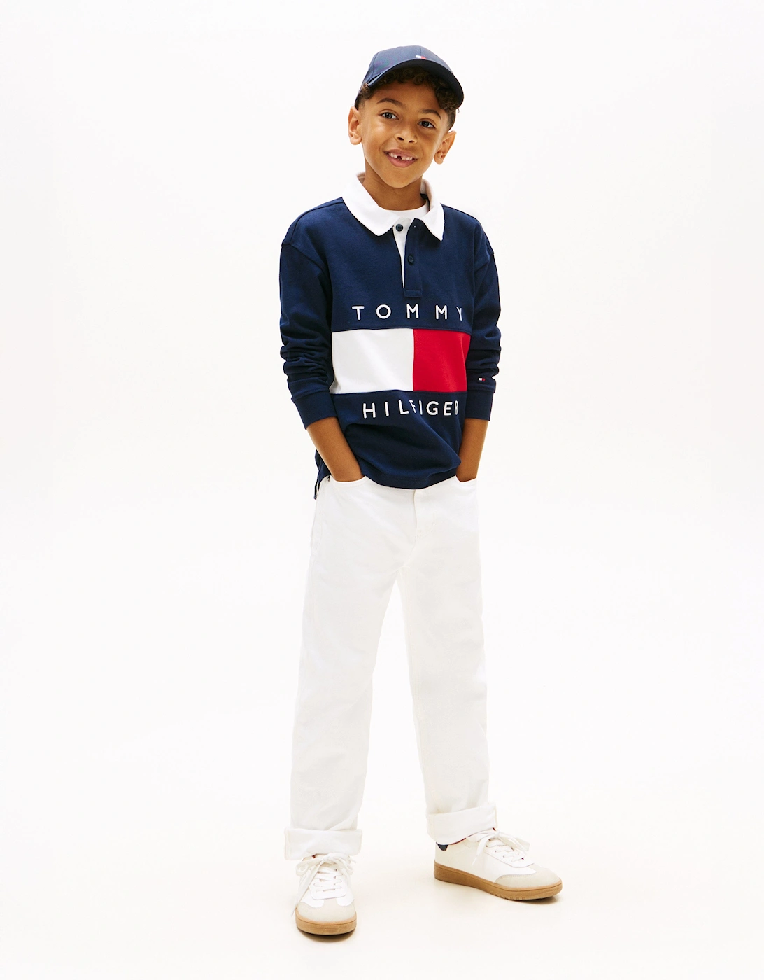 Boys Heritage Flag Jersey Polo Shirt in Navy
