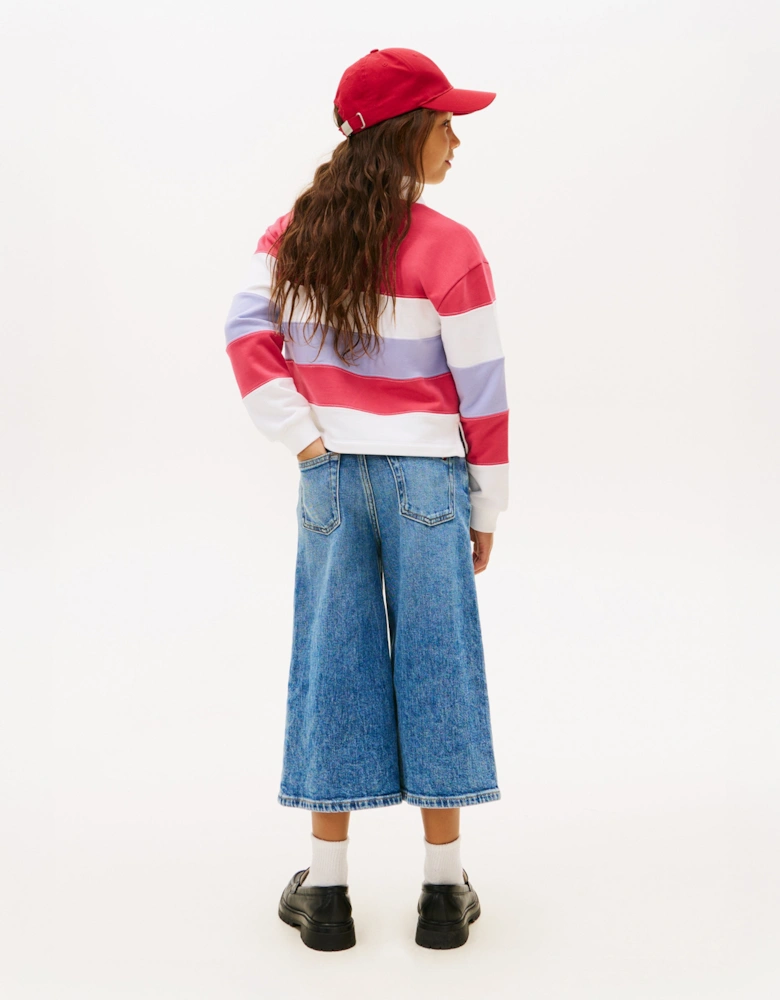 Girls Colourblock Long Sleeve Polo Shirt in Pink