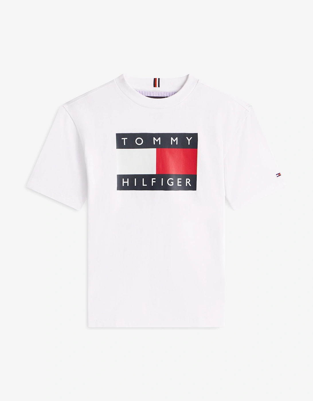 Tommy Hilfiger Boys White 'S Heritage Printed Flag T-Shirt In  8 Years Size 8 Yrs Kids