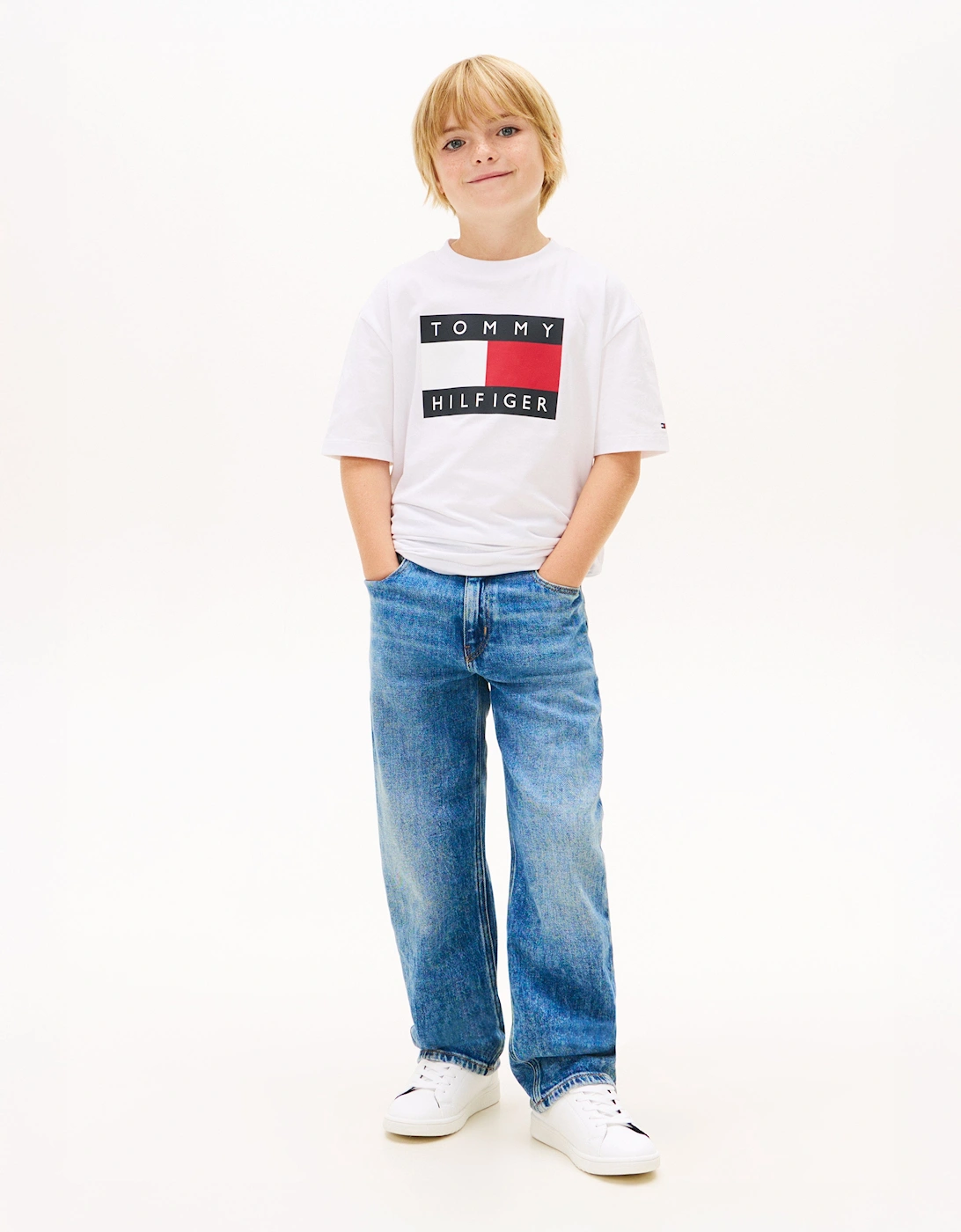 Boys Heritage Printed Flag T-Shirt in White