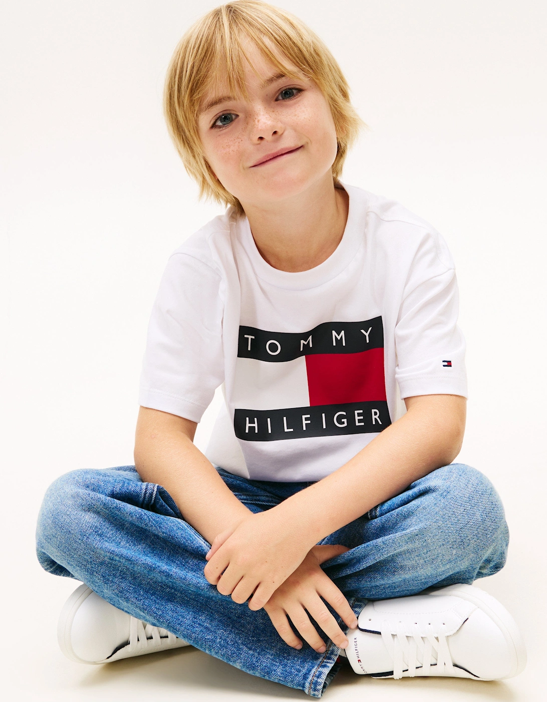 Boys Heritage Printed Flag T-Shirt in White