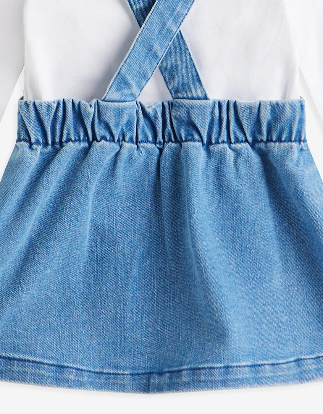 Baby Girls Denim Dungree Dress Set in Blue