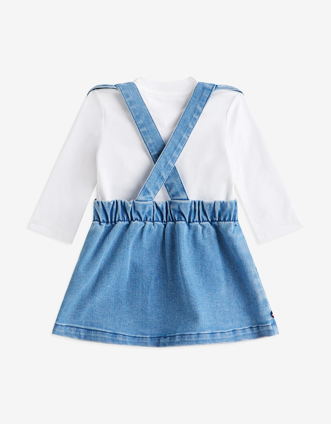 Baby Girls Denim Dungree Dress Set in Blue
