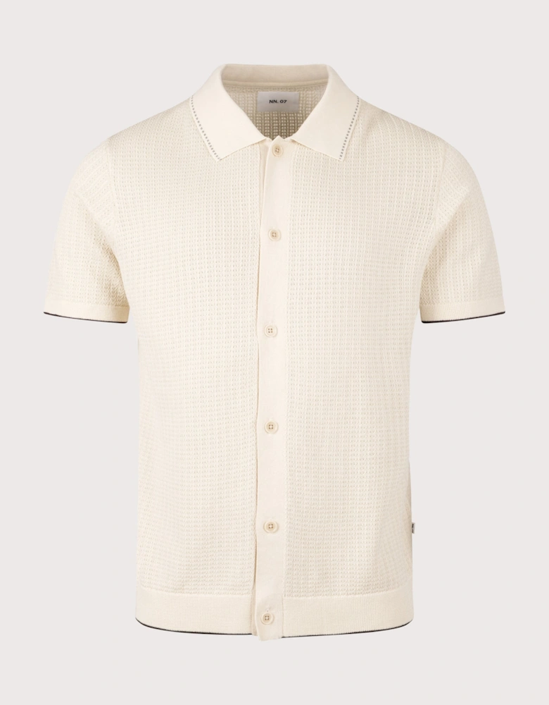 Nalo Knit Textured Stitch Polo Shirt