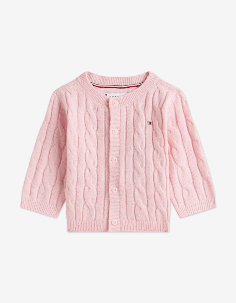 Baby Girls Cable Knit Trouser Set in Pink