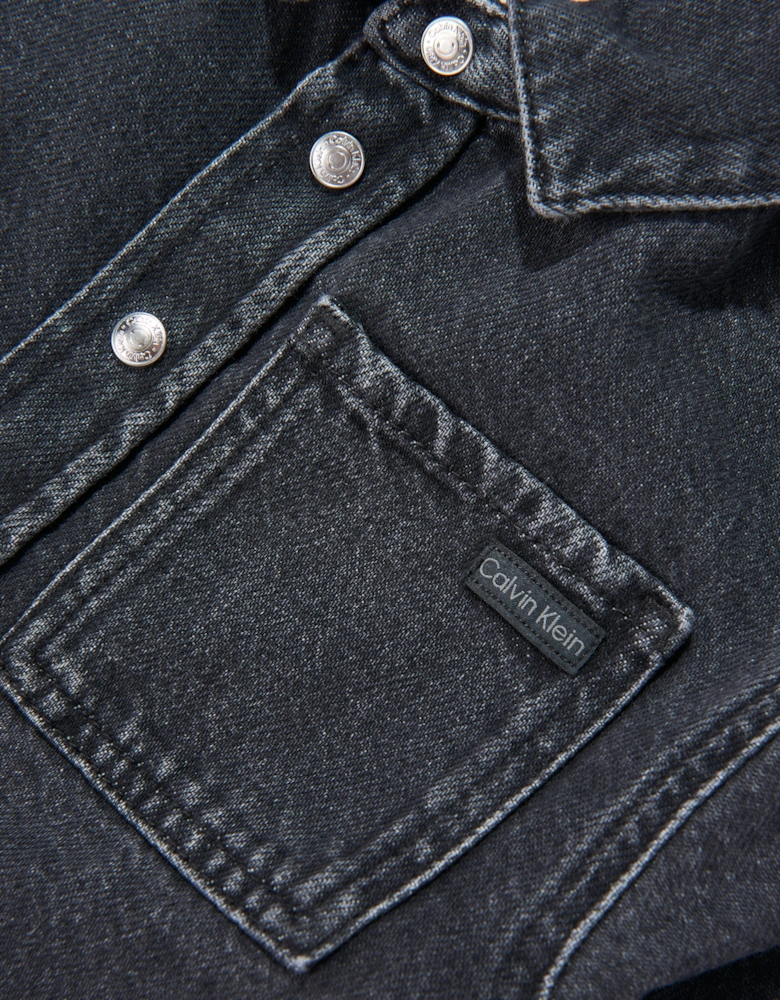 Boys Optic Washed Denim Shirt in Black