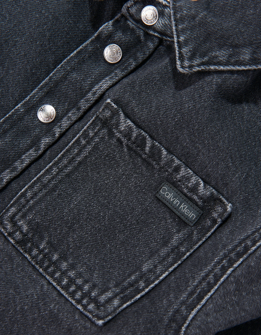 Boys Optic Washed Denim Shirt in Black