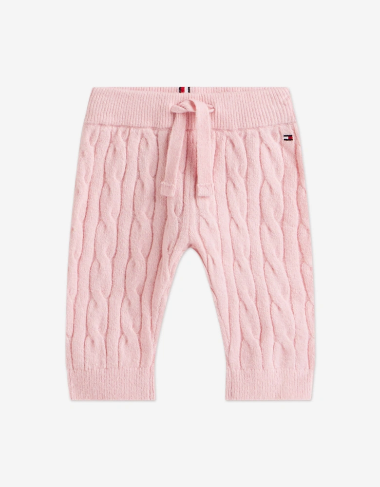 Baby Girls Cable Knit Trouser Set in Pink