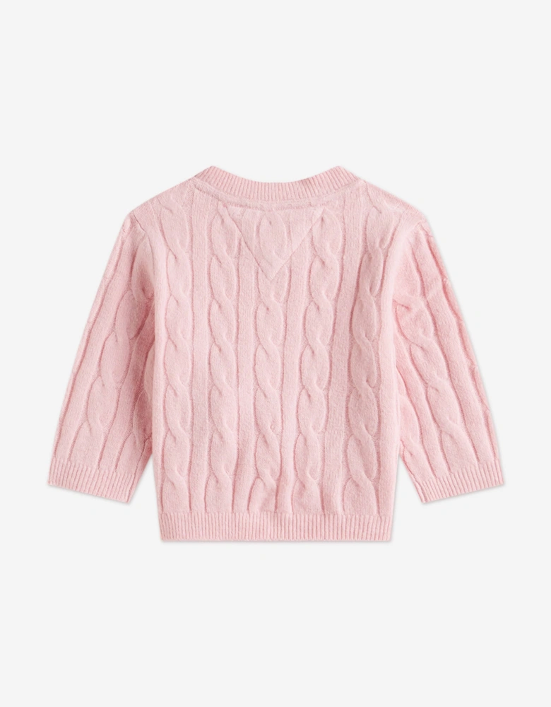 Baby Girls Cable Knit Trouser Set in Pink
