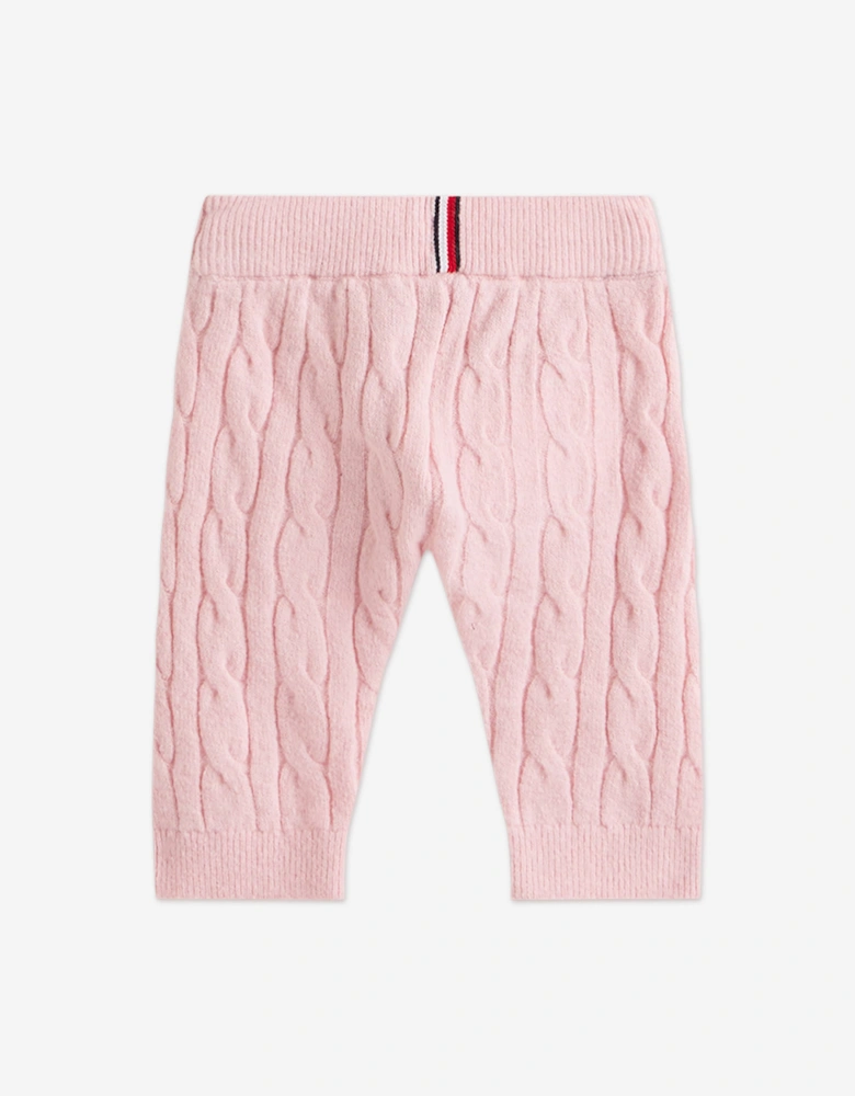 Baby Girls Cable Knit Trouser Set in Pink