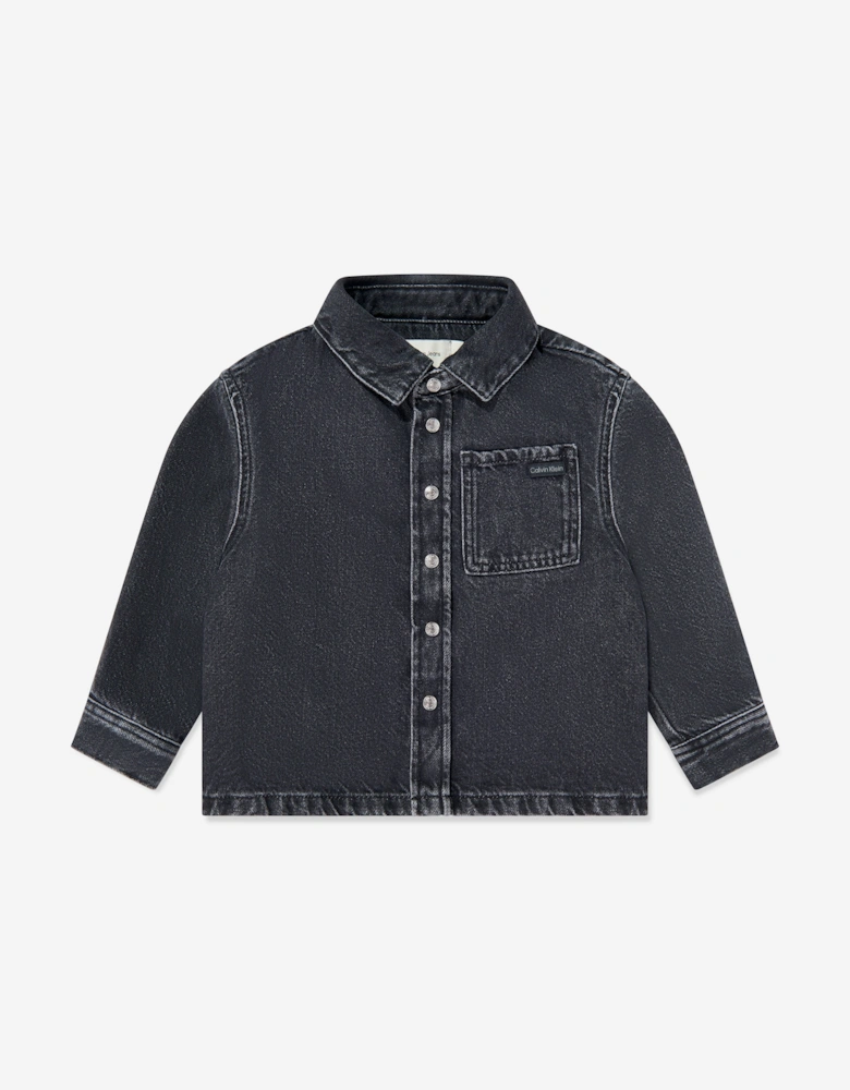 Boys Optic Washed Denim Shirt in Black