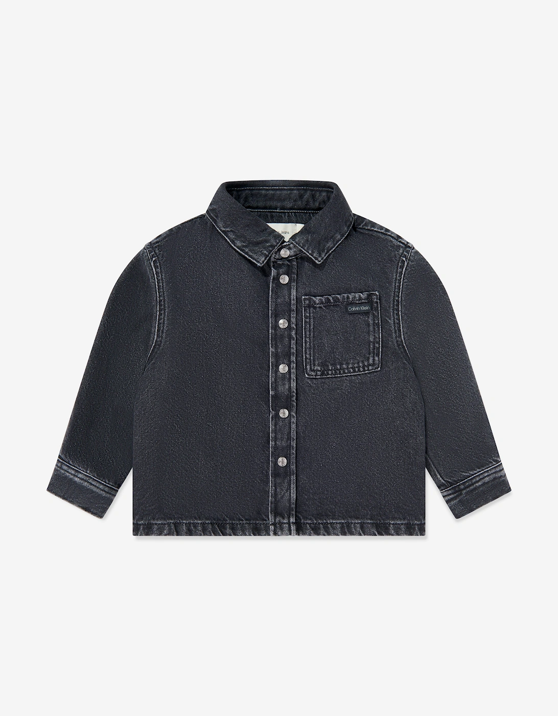 Boys Optic Washed Denim Shirt in Black, 5 of 4