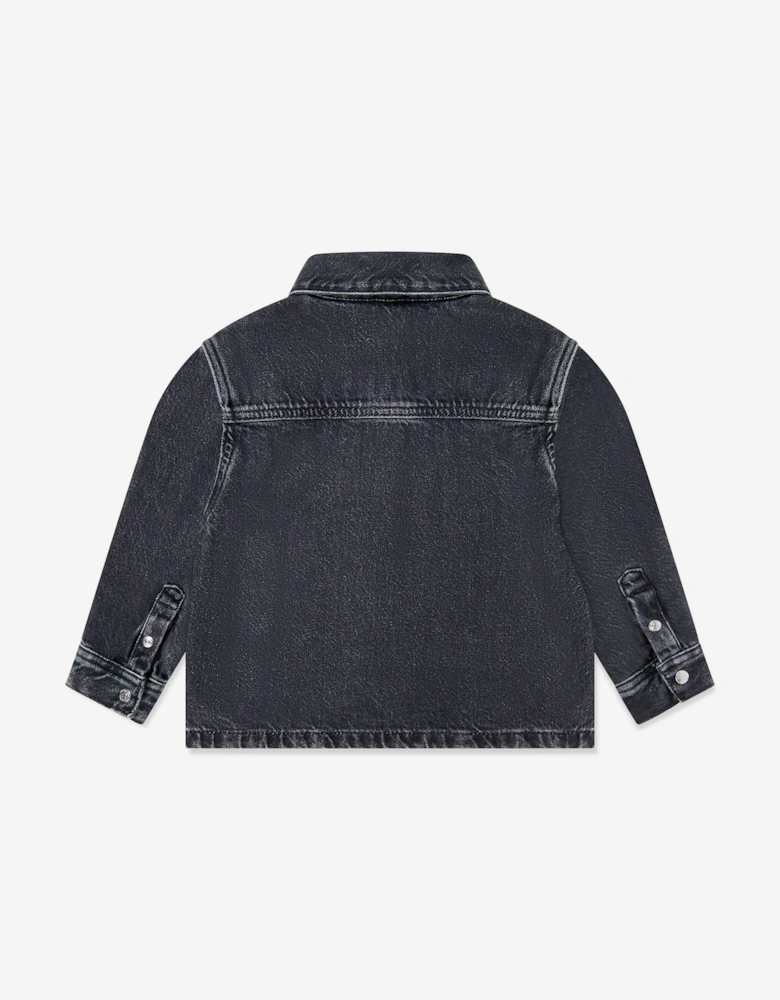 Boys Optic Washed Denim Shirt in Black