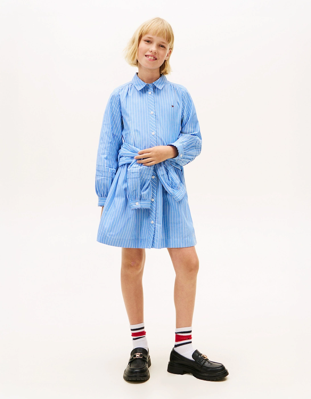 Girls Ithica Shirt Dress in Blue