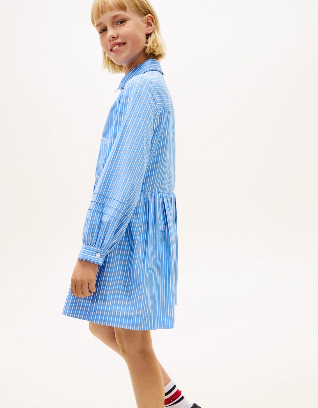 Girls Ithica Shirt Dress in Blue