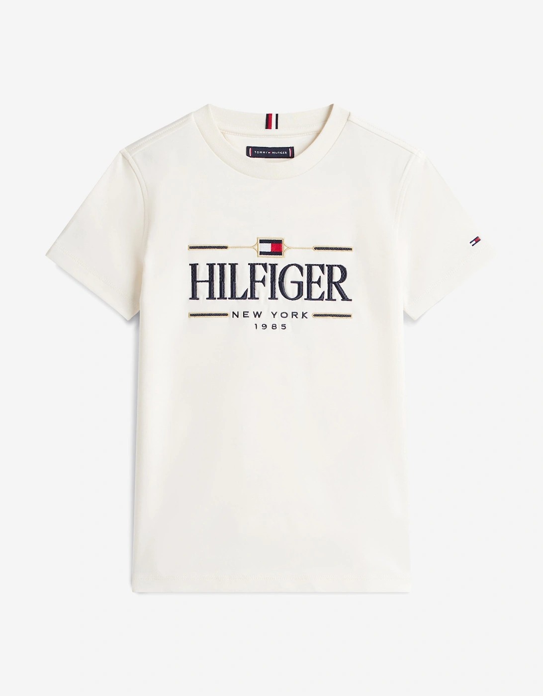 Tommy Hilfiger Boys Cream Tommy Icons Interlock T-Shirt In Ivory  2 Years Size 2 Yrs Kids