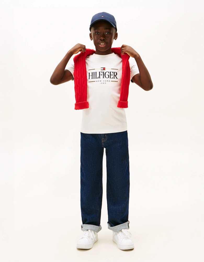 Boys Tommy Icons Interlock T-Shirt in Ivory