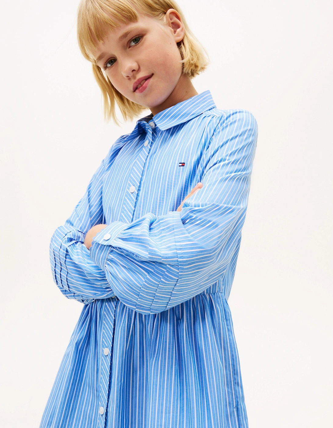 Girls Ithica Shirt Dress in Blue