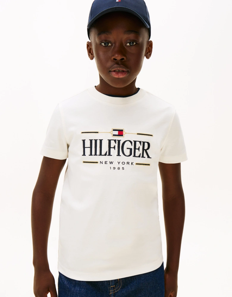 Boys Tommy Icons Interlock T-Shirt in Ivory