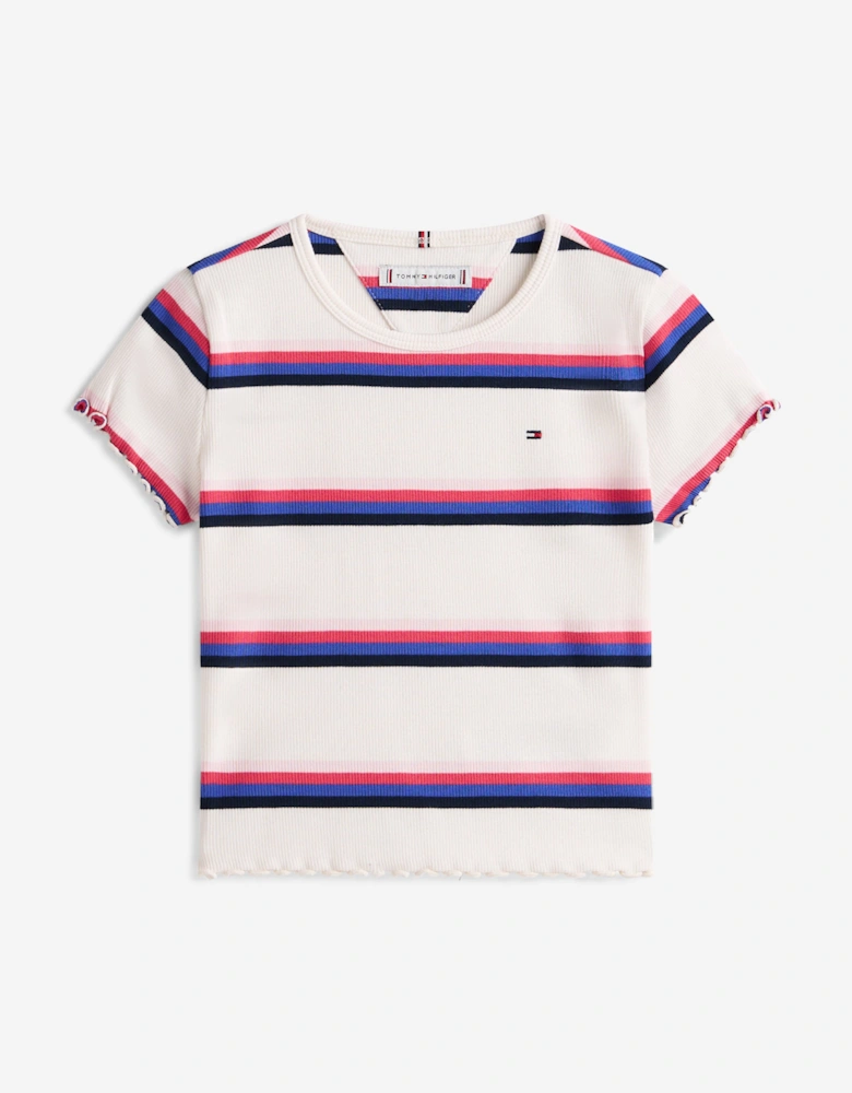 Girls Essential Rib Top in Ivory