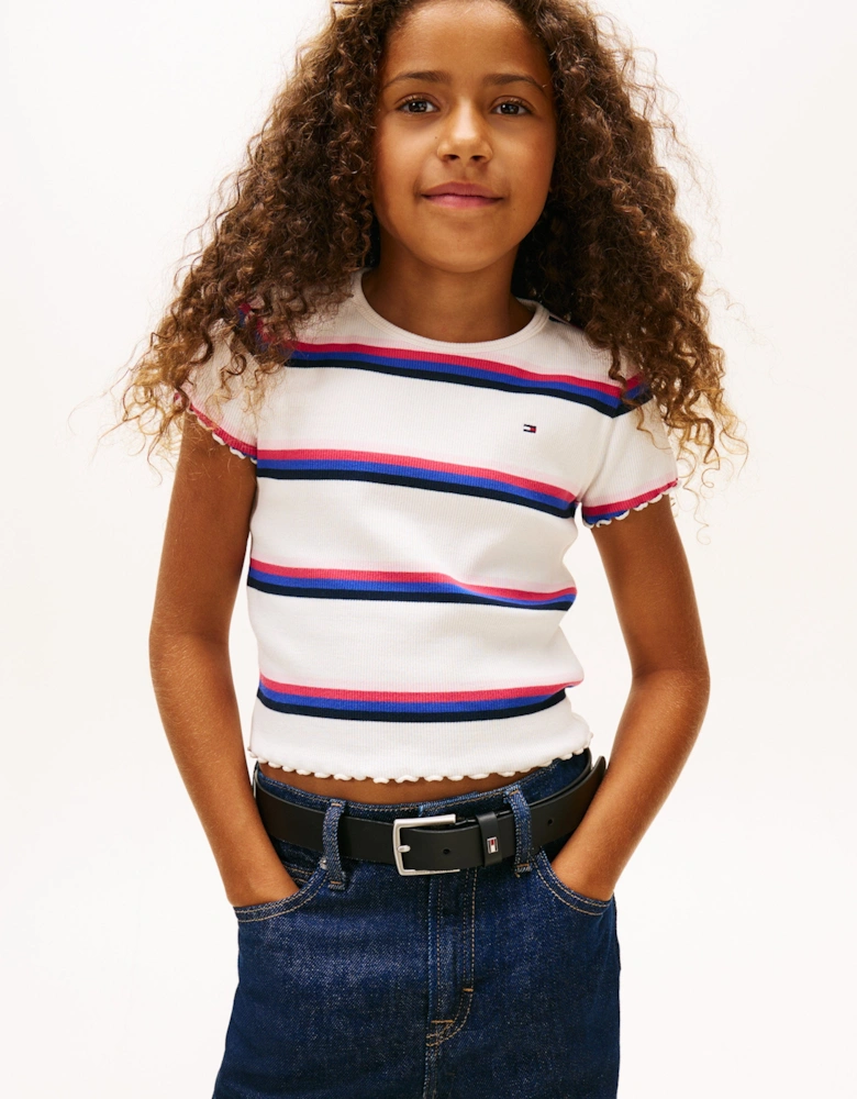 Girls Essential Rib Top in Ivory