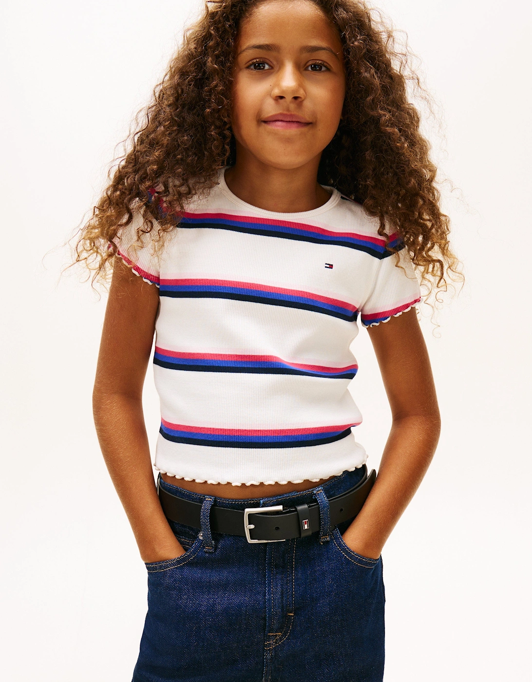 Girls Essential Rib Top in Ivory