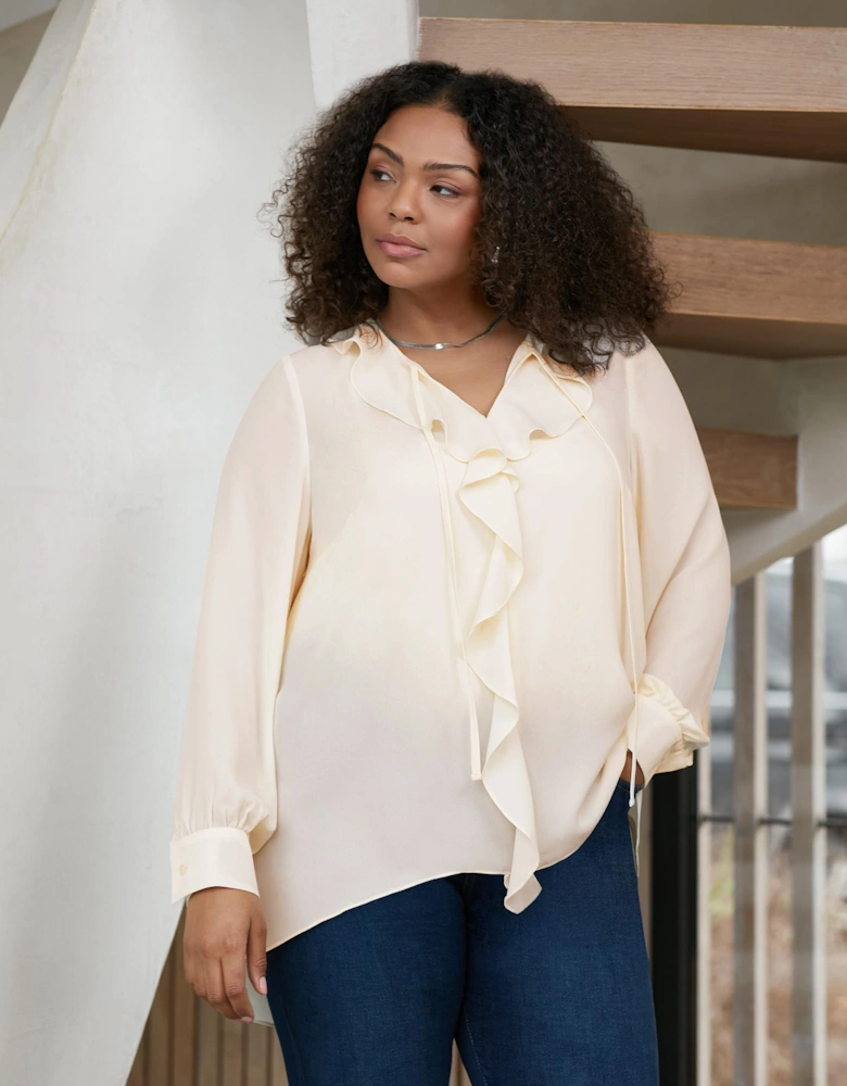 Ivory Ruffle Front Blouse