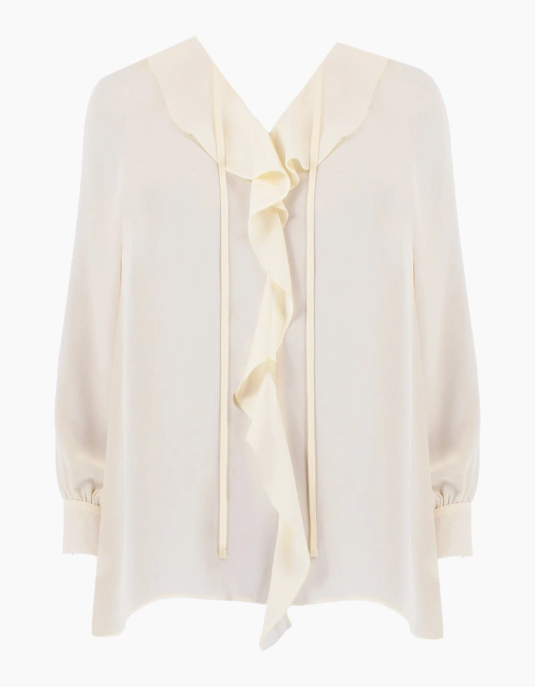 Ivory Ruffle Front Blouse