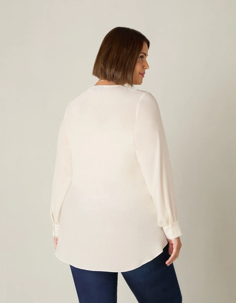 Ivory Ruffle Front Blouse