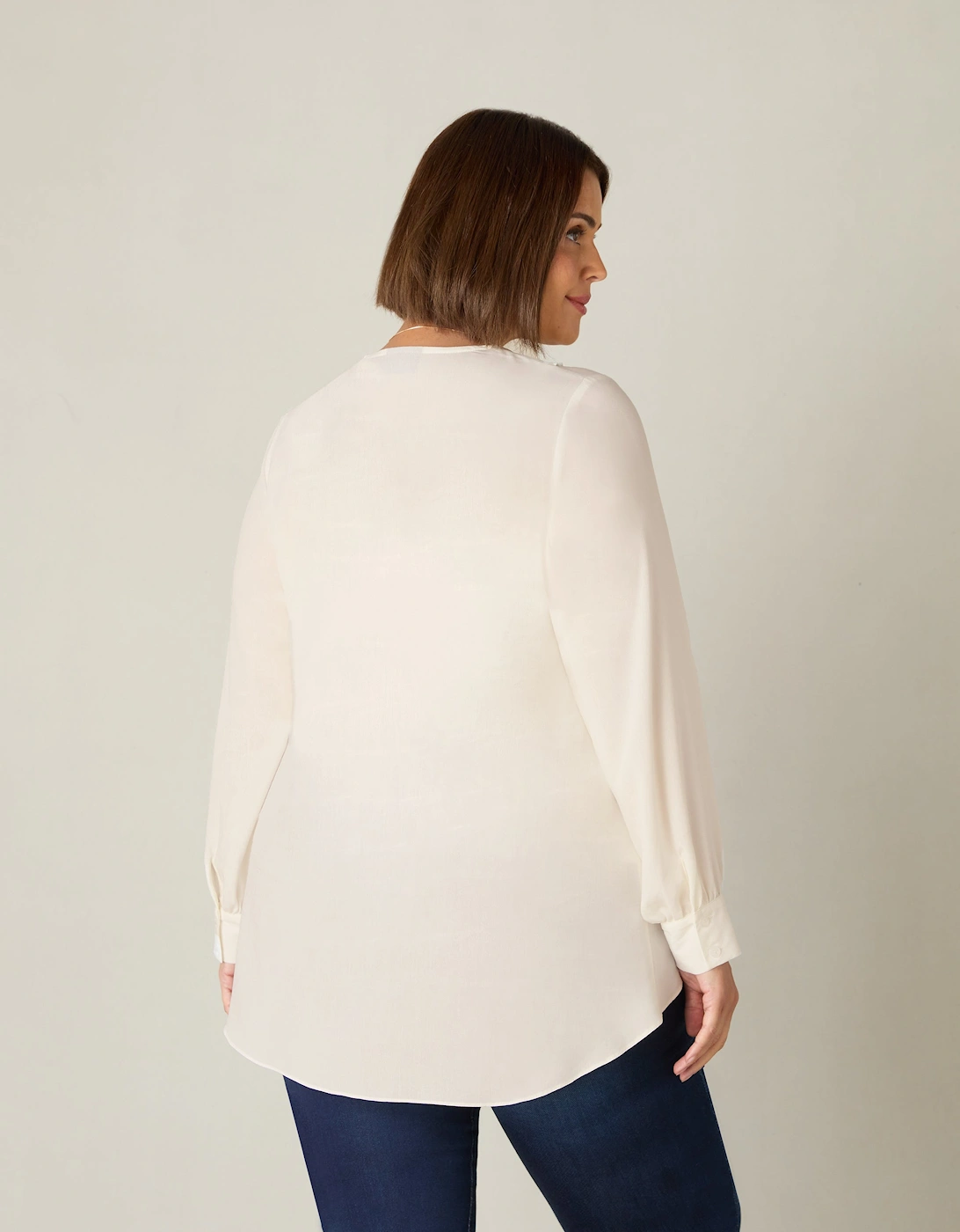 Ivory Ruffle Front Blouse