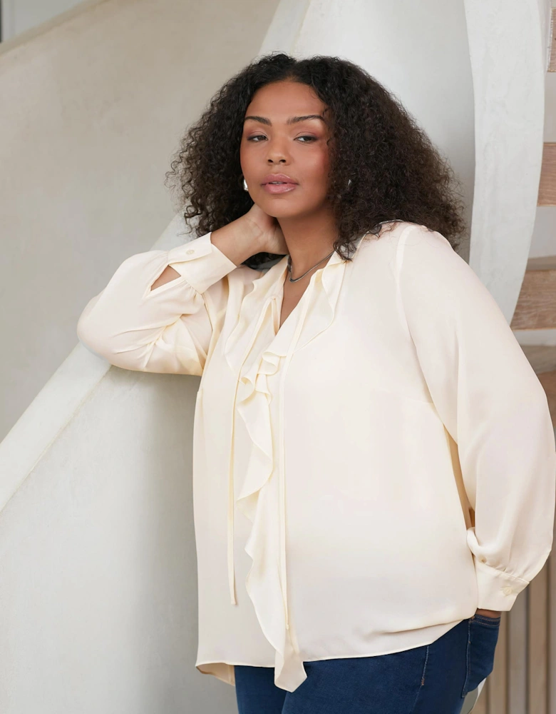 Ivory Ruffle Front Blouse