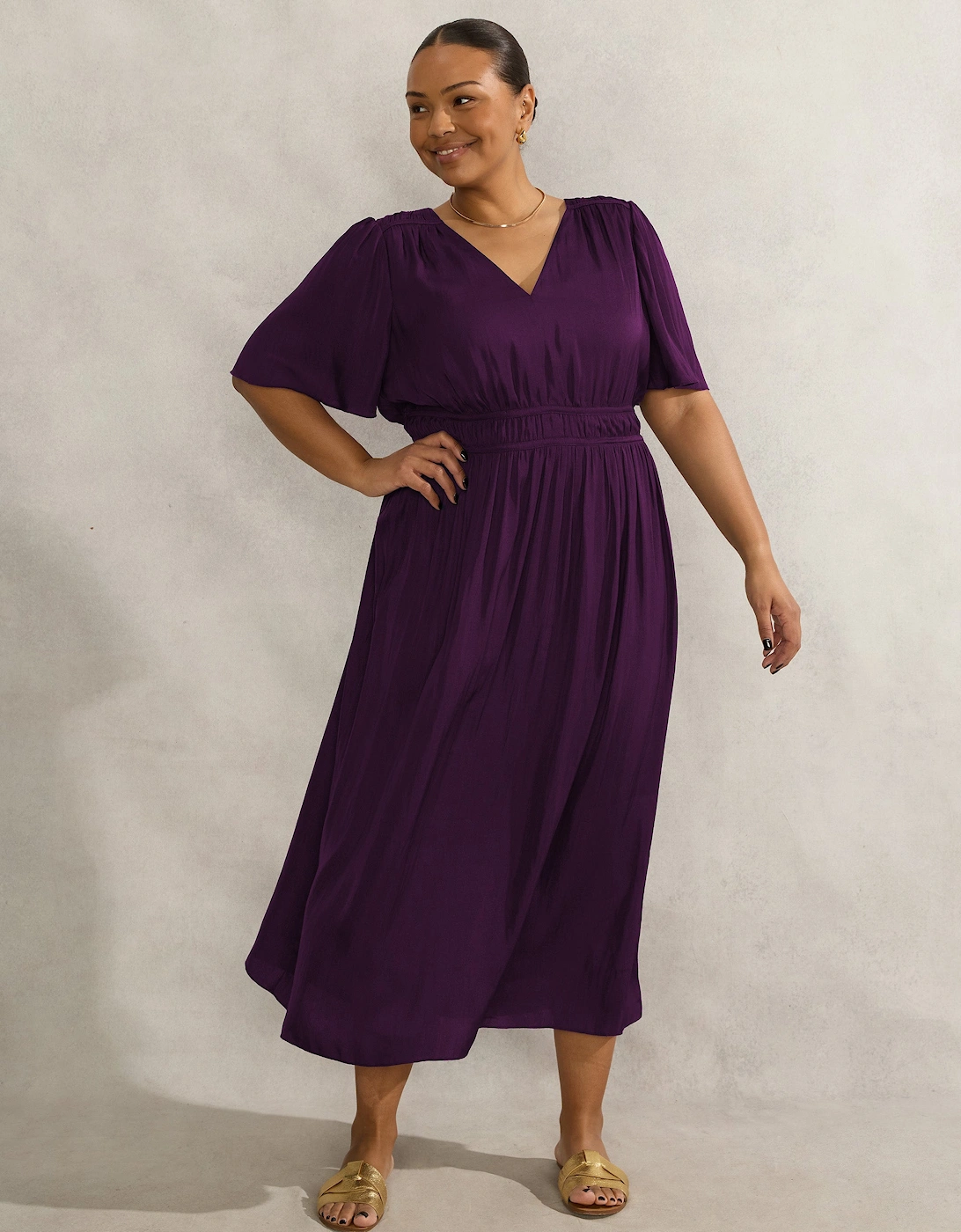 Purple Short Sleeve Dress