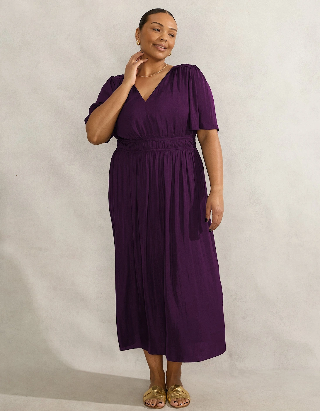 Purple Short Sleeve Dress