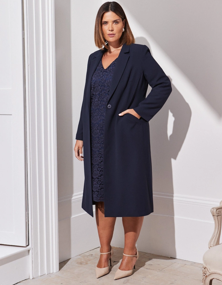 Navy Longline Tailored Jacket