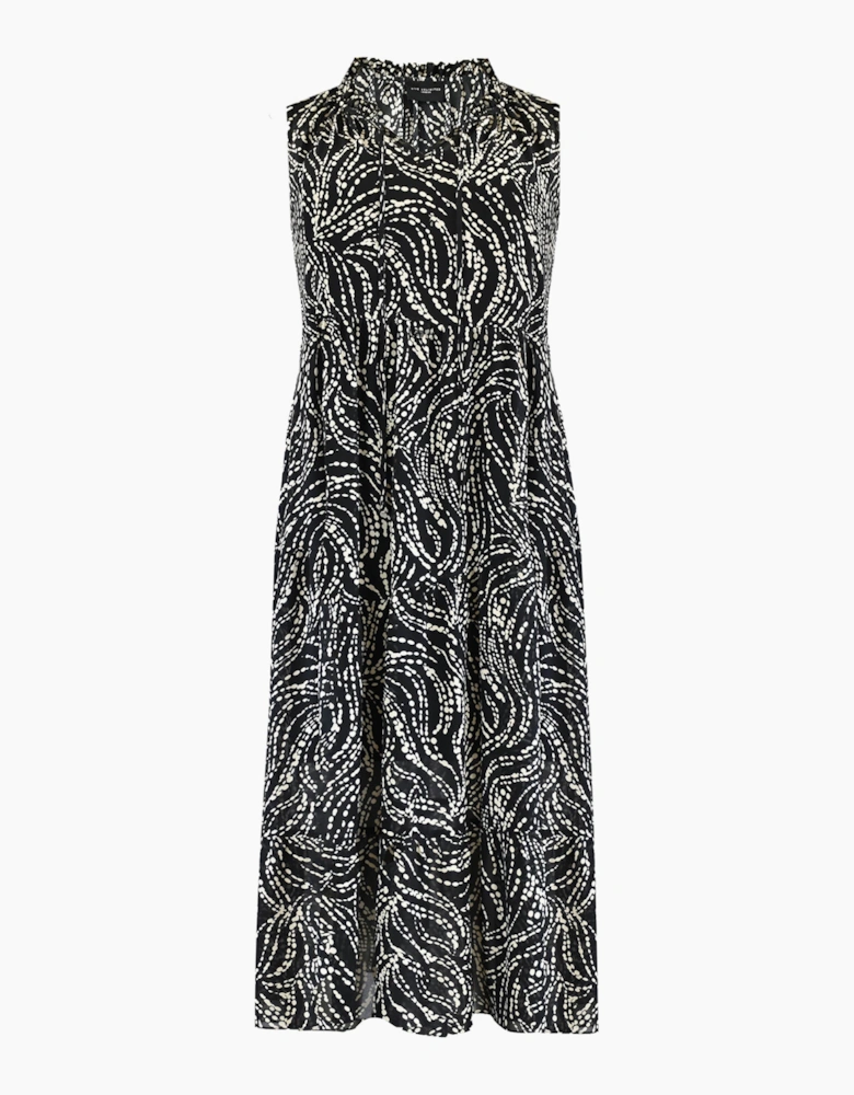 Mono Spot Print Ruffle Maxi Dress