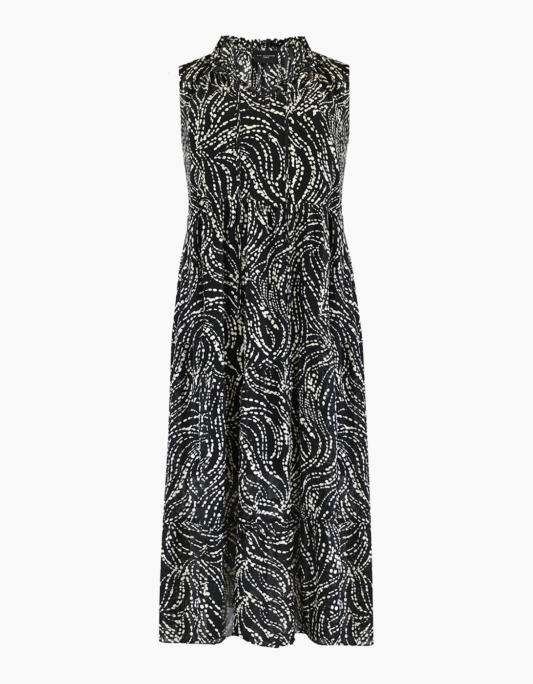 Mono Spot Print Ruffle Maxi Dress