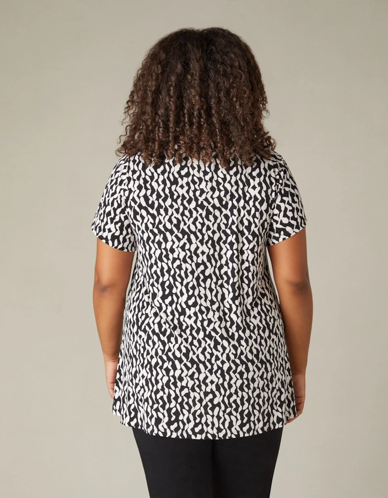 Mono Curl Print Jersey Cross Front Top