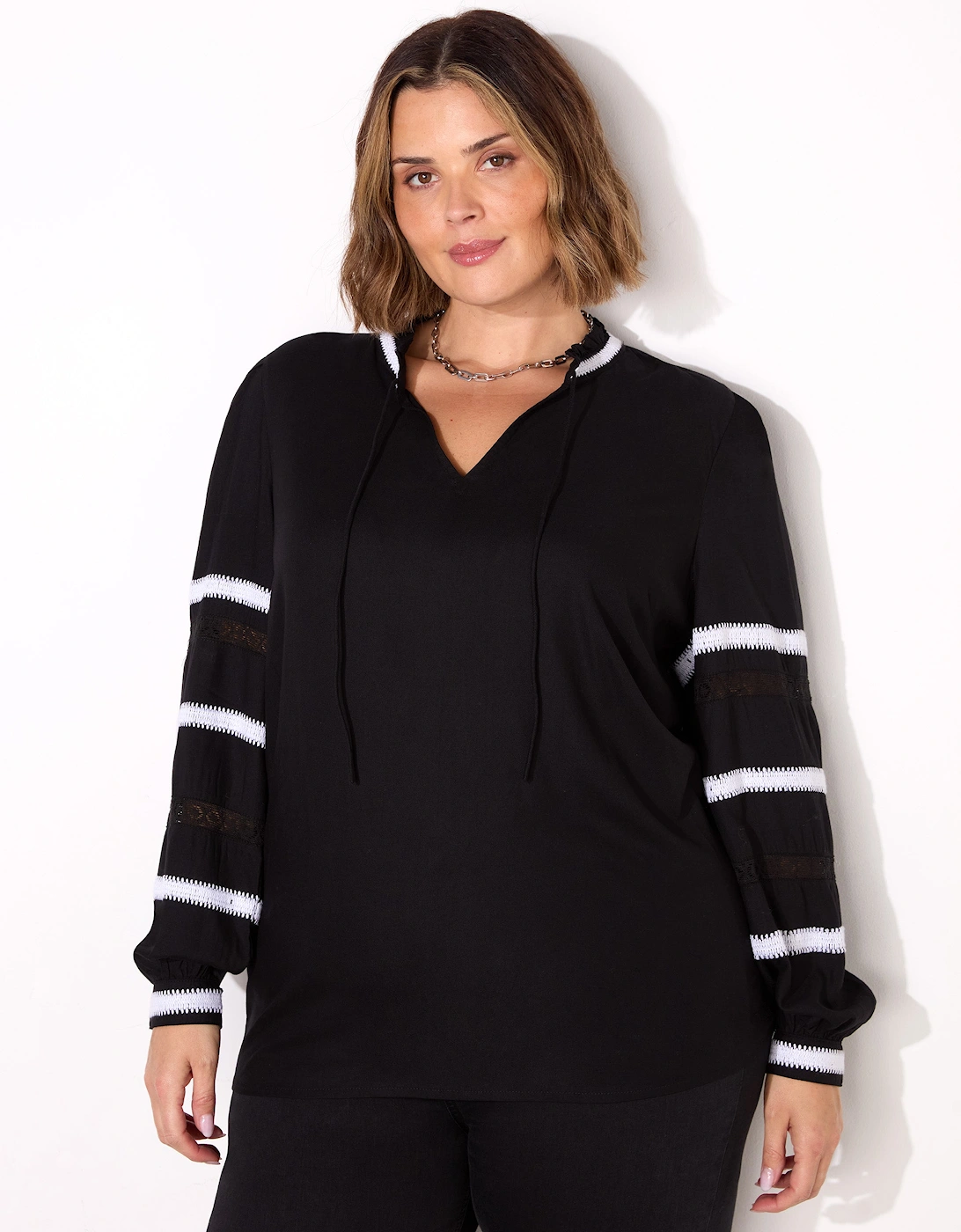 Black Embroidered Sleeve Top, 6 of 5