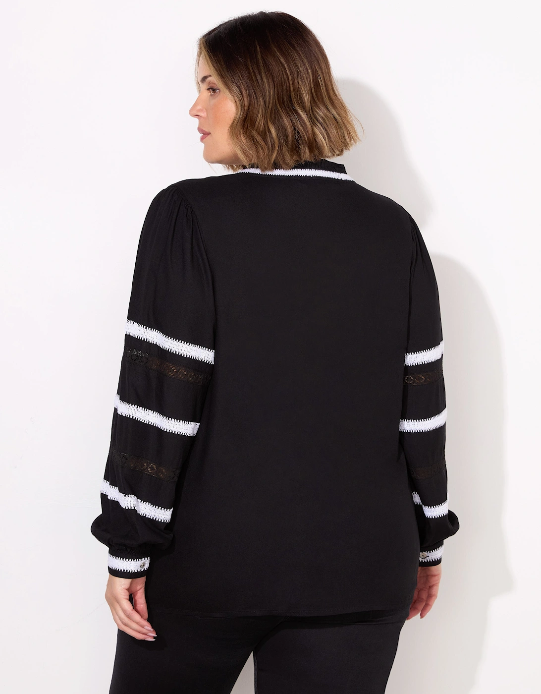 Black Embroidered Sleeve Top